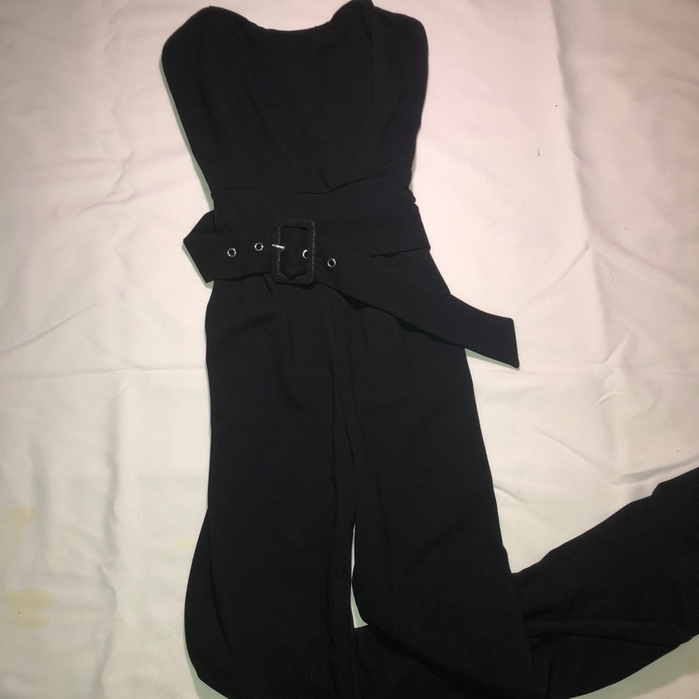 Black strapless jumpsuit